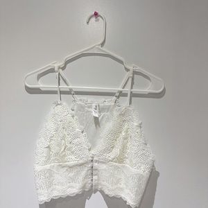 White lace crop top
